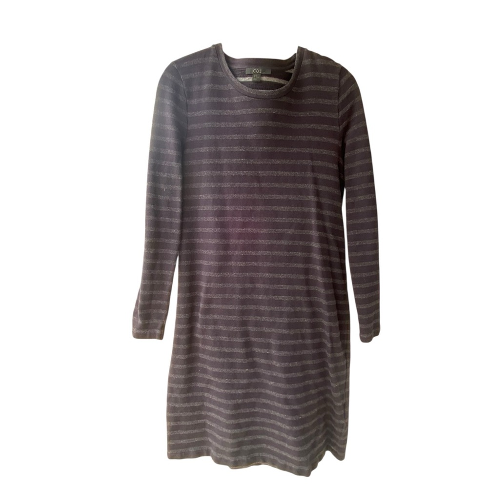 COS long-sleeved Striped Blue & Gray thick jersey Sweatshirt dress, S